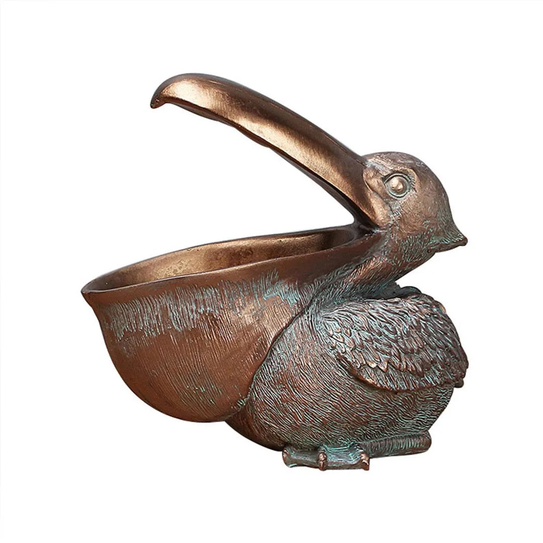 Pelican Birds Figurine - Resin Desktop Organizer and Decorative Candy Dish