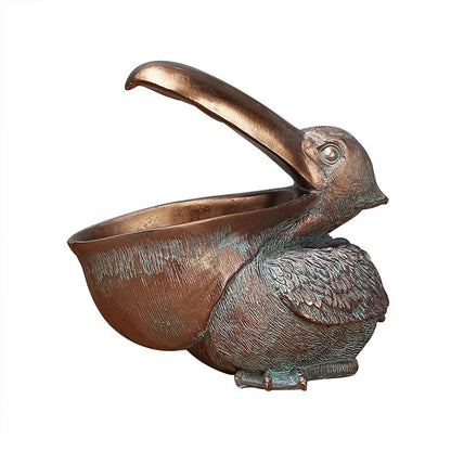 Pelican Birds Figurine - Resin Desktop Organizer and Decorative Candy Dish