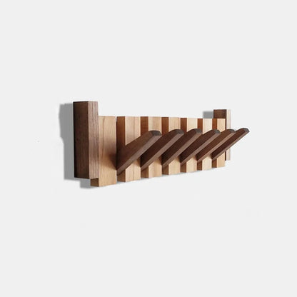 Wooden Wall Hook Rack - Piano Style with Flip Down Hooks