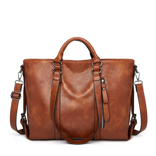 Valora – Soft Leather Work Tote Bag Large Capacity Shoulder Handbag for Women