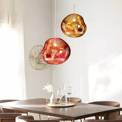 Lava Flow Pendant Light - Sculptural Modern Melting Glass Fixture