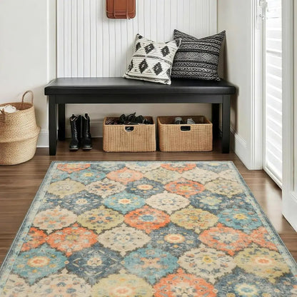 Trellis Haven Indoor-Outdoor Door Mat - Washable Non-Slip Polyester Entrance Rug with Raised Pattern