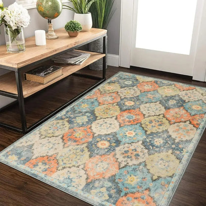 Trellis Haven Indoor-Outdoor Door Mat - Washable Non-Slip Polyester Entrance Rug with Raised Pattern