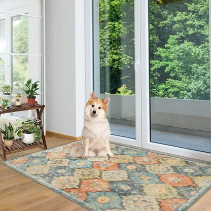 Trellis Haven Indoor-Outdoor Door Mat - Washable Non-Slip Polyester Entrance Rug with Raised Pattern
