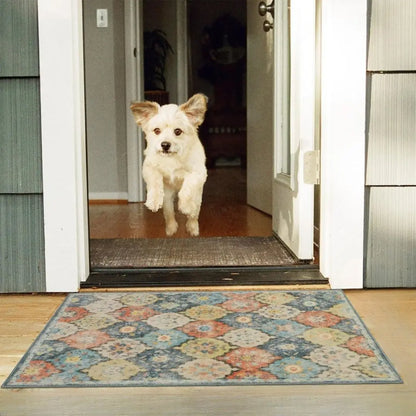 Trellis Haven Indoor-Outdoor Door Mat - Washable Non-Slip Polyester Entrance Rug with Raised Pattern