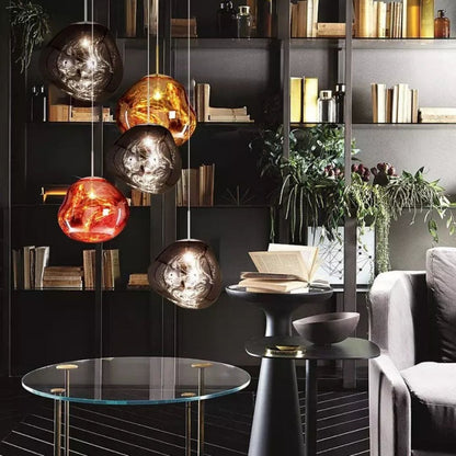 Lava Flow Pendant Light - Sculptural Modern Melting Glass Fixture