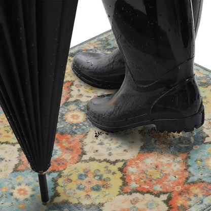 Trellis Haven Indoor-Outdoor Door Mat - Washable Non-Slip Polyester Entrance Rug with Raised Pattern
