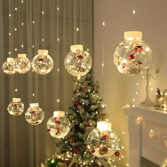 Solvia Classic Christmas LED Curtain Lights - USB Powered Pendant with Wishing Ball Design