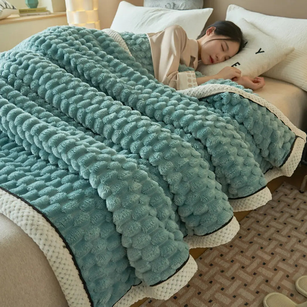 Tavira 3D Turtle Shell Jacquard Throw Blanket - Super Soft Flannel Plush All-Season Blanket