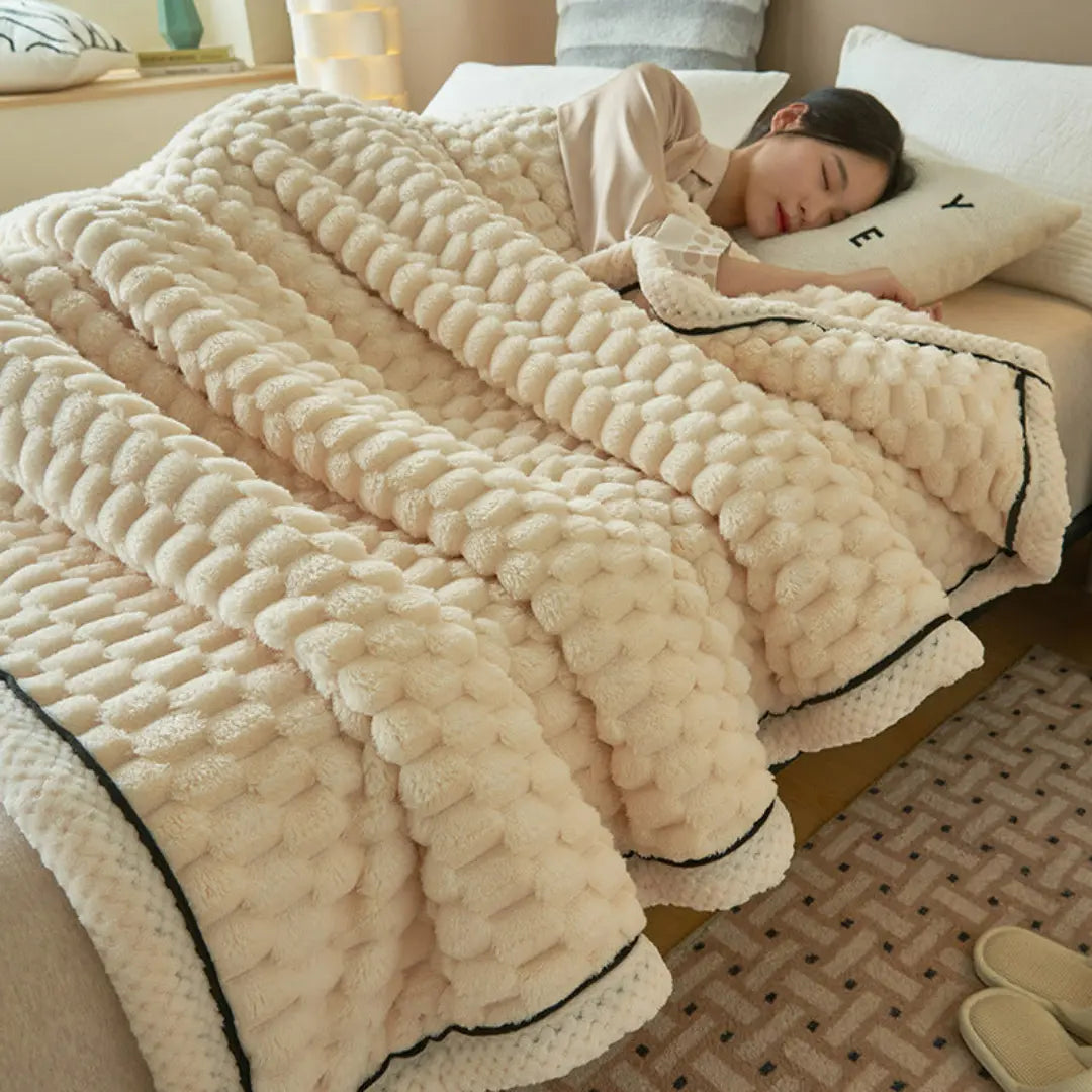 Tavira 3D Turtle Shell Jacquard Throw Blanket - Super Soft Flannel Plush All-Season Blanket