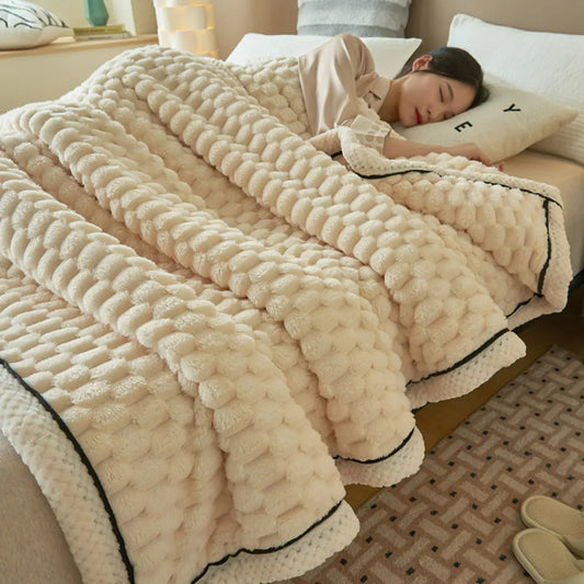 Tavira 3D Turtle Shell Jacquard Throw Blanket - Super Soft Flannel Plush All-Season Blanket