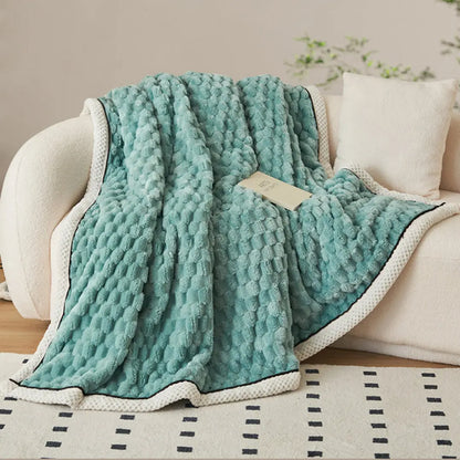 Tavira 3D Turtle Shell Jacquard Throw Blanket - Super Soft Flannel Plush All-Season Blanket