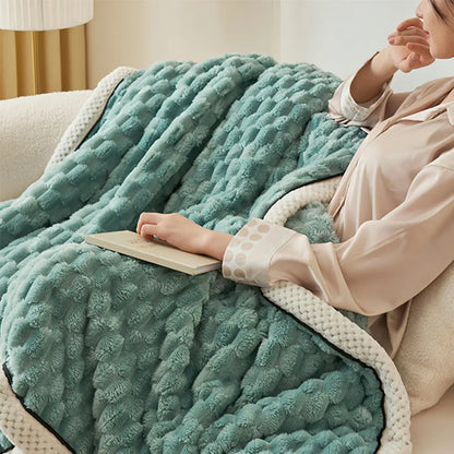 Tavira 3D Turtle Shell Jacquard Throw Blanket - Super Soft Flannel Plush All-Season Blanket