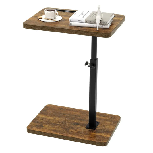 Adjustable C-Shaped Side Table with 360° Swivel Top