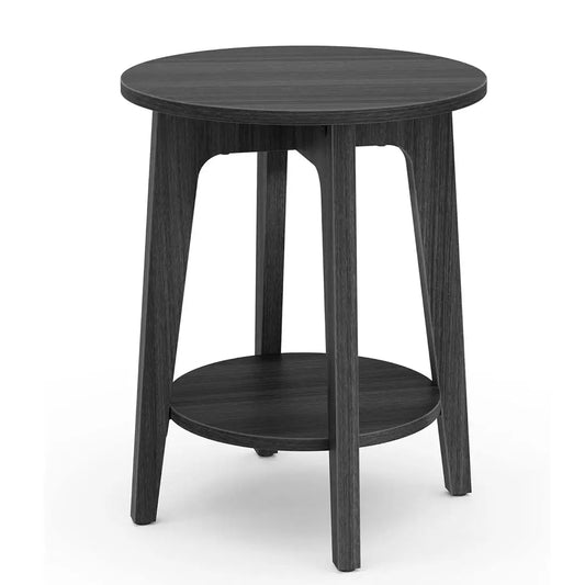 Modern Round Side Table with Lower Shelf