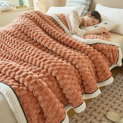 Tavira 3D Turtle Shell Jacquard Throw Blanket - Super Soft Flannel Plush All-Season Blanket
