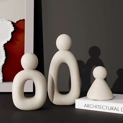 Modern Minimalist Resin Abstract Family of Three Figurine Set for Home Decor