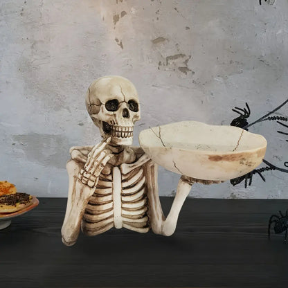 Halloween Skull Tray - Resin Skeleton Candy Bowl Decoration