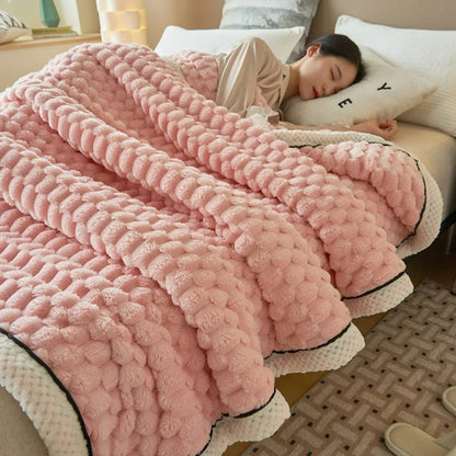 Tavira 3D Turtle Shell Jacquard Throw Blanket - Super Soft Flannel Plush All-Season Blanket