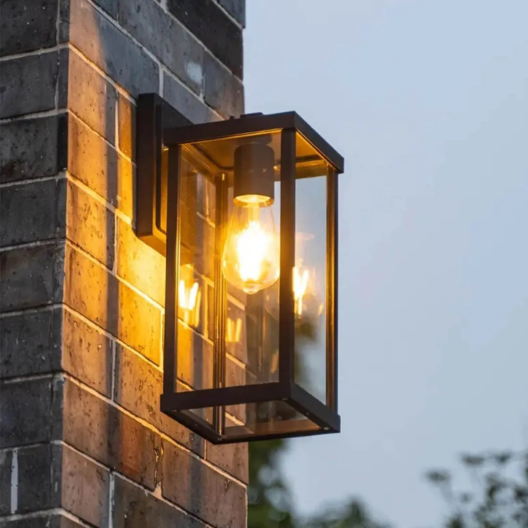 Outdoor Wall Light - Modern Black Lantern Exterior Light for Front Door and Garden