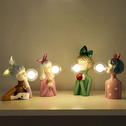 Artisan Sisters Table Lamp - Handcrafted Decorative Light with Elegant Figurine Design