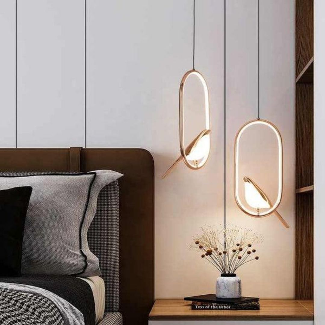 Luxury Pendant Light with Golden Bird - Modern Elegance for Serene Living Spaces