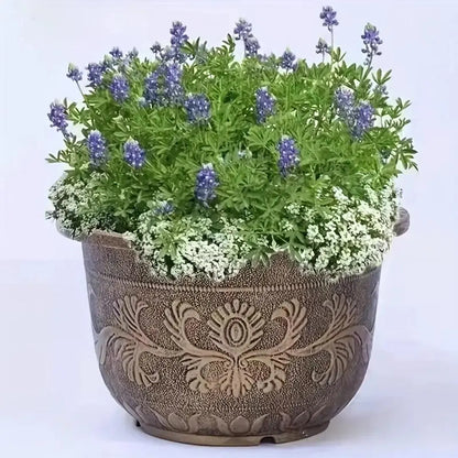 Bronze Resin Plant Pot - Thickened Round Flower Planter