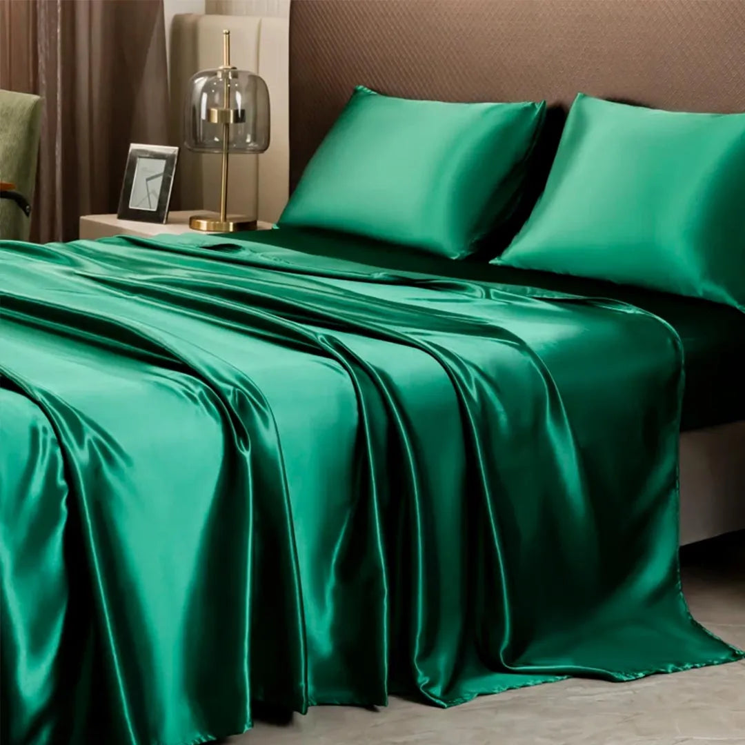 Satin Silk Bed Sheet Set with Pillowcases