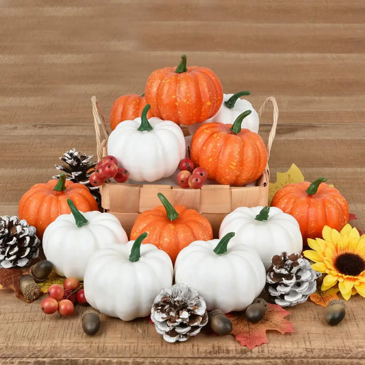 12 Piece Autumn Maple Leaves and Pumpkin Decoration Set