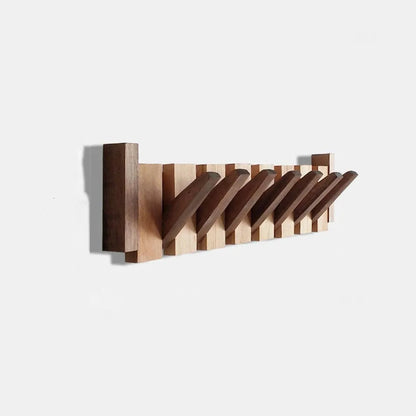 Wooden Wall Hook Rack - Piano Style with Flip Down Hooks