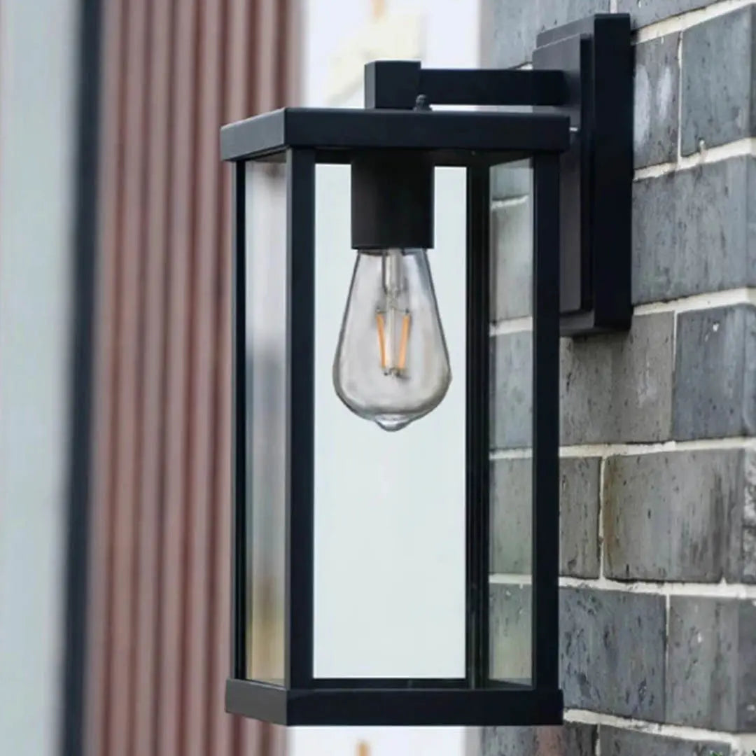 Outdoor Wall Light - Modern Black Lantern Exterior Light for Front Door and Garden