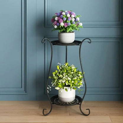 2 Tier Metal Plant Stand for Indoor and Outdoor Decor