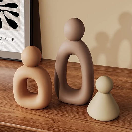 Modern Minimalist Resin Abstract Family of Three Figurine Set for Home Decor