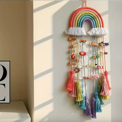 Bohemian Rainbow Wall Hanging - Handcrafted Macrame with Tassels