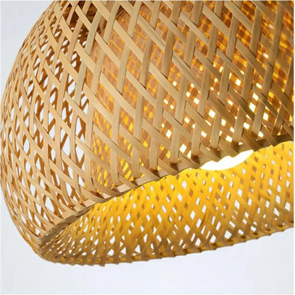 Solari Bamboo Ceiling Pendant Light - Handwoven Rattan Dome Lampshade with Boho Charm