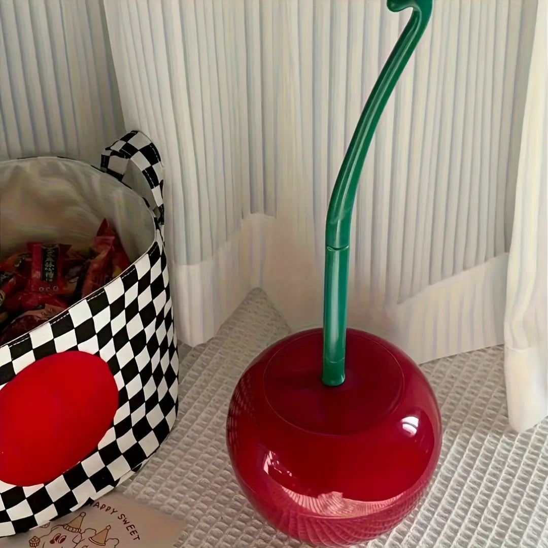 Novelty Cherry-Shaped Toilet Brush with Holder - Creative Bathroom Accessory