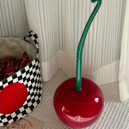 Novelty Cherry-Shaped Toilet Brush with Holder - Creative Bathroom Accessory