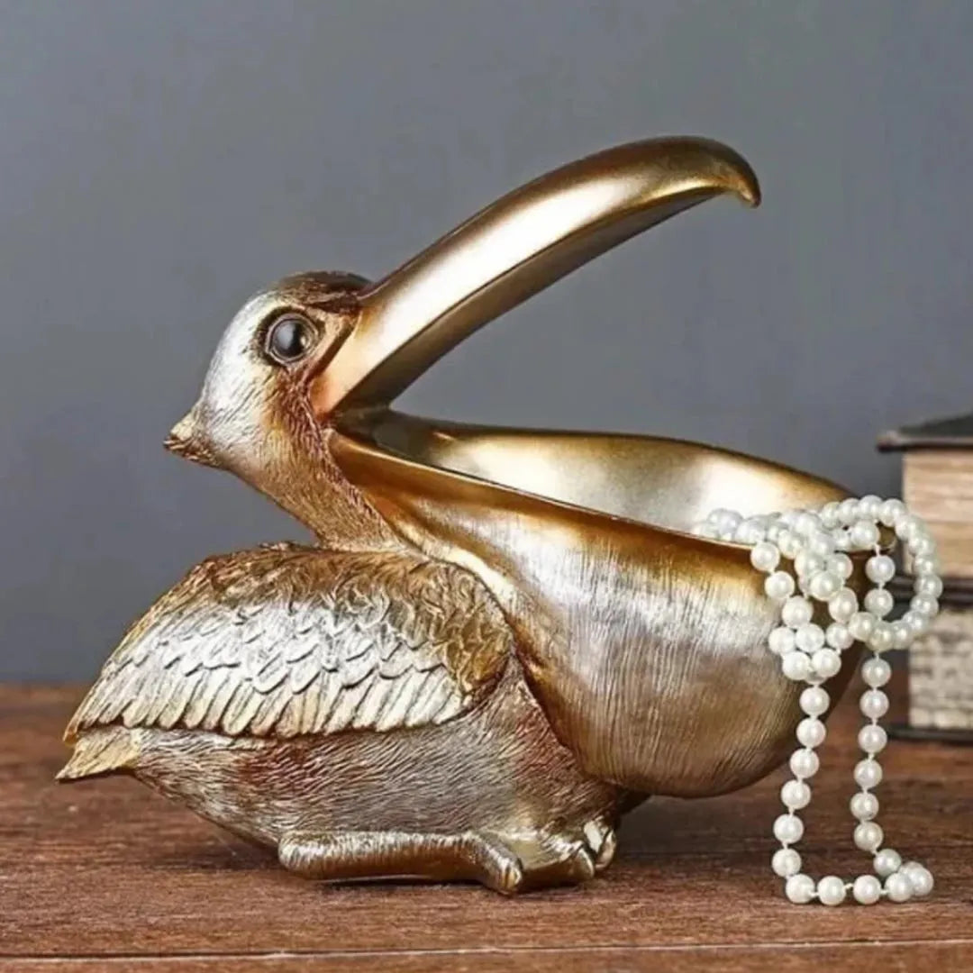Pelican Birds Figurine - Resin Desktop Organizer and Decorative Candy Dish