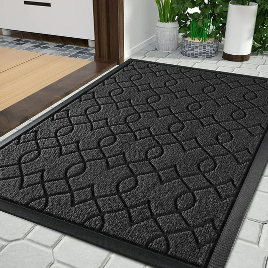 Bravix Outdoor Door Mat - Heavy Duty Water Absorbent Mud Resistant Non-Slip Entry Mat