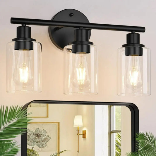 Nuvoro Black Retro Indoor Wall Lamp - Matte Finish Vanity Light with Reversible Mount