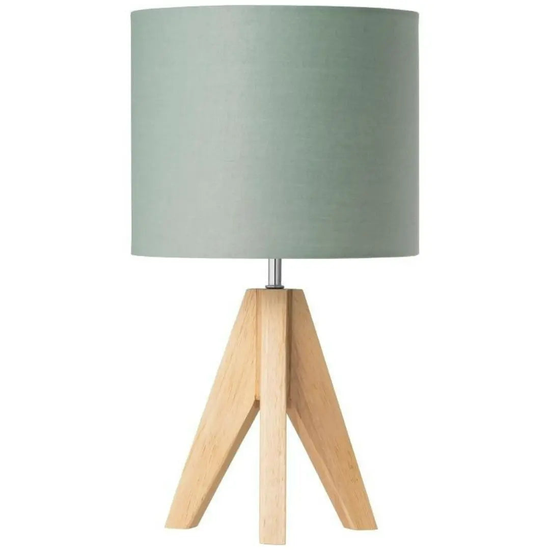 Linen Tripod Lamp - Wooden Base with Compact Warm Lighting