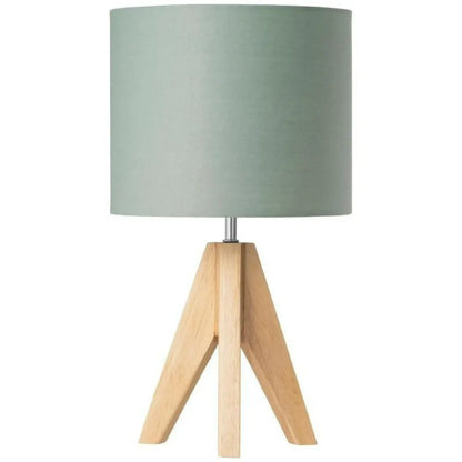 Linen Tripod Lamp - Wooden Base with Compact Warm Lighting