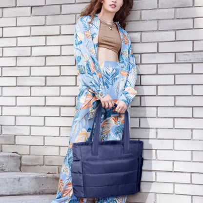 Aurelle – Quilted Travel Tote Bag with Laptop Sleeve & Multi-Compartment Storage