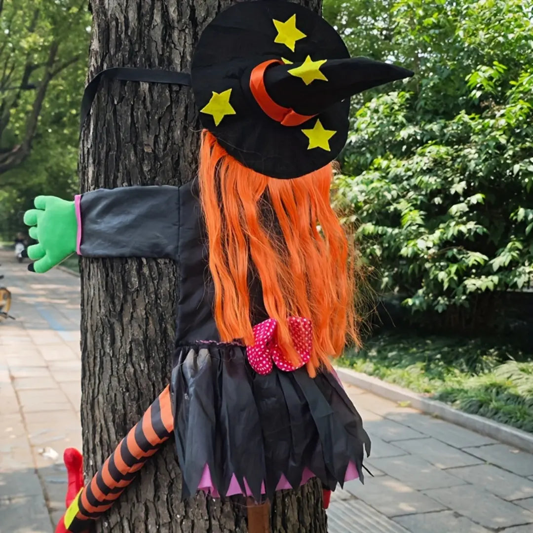 Festive Halloween Tree Climbing Witch for Outdoor Decoration