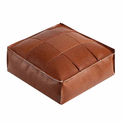 Leather Square Floor Pouf Cover