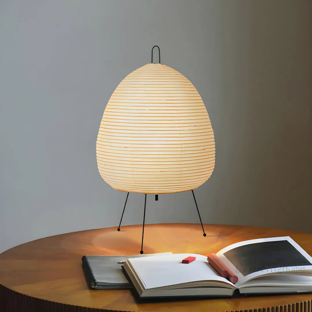 Akari Wabi-Sabi Table Lamp - Japanese Rice Paper Light for Minimalist and Boho Interiors