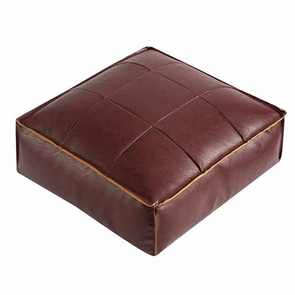 Leather Square Floor Pouf Cover