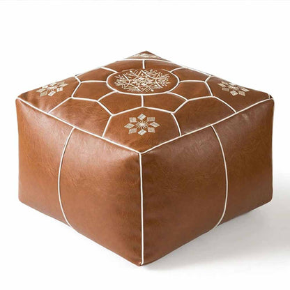 Elegant Leather Pouf Cover