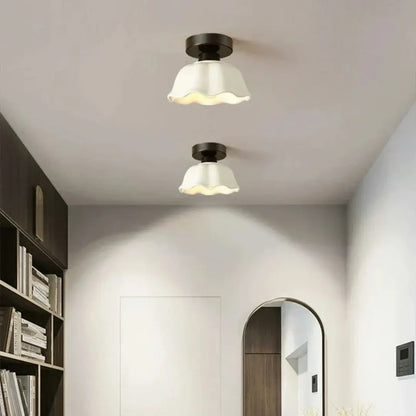 Vintage Ceramic and Glass Ceiling Light