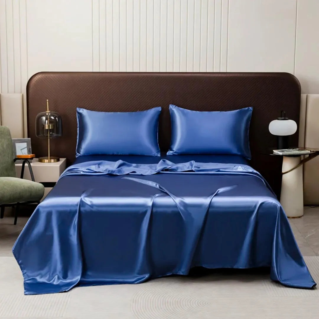Satin Silk Bed Sheet Set with Pillowcases